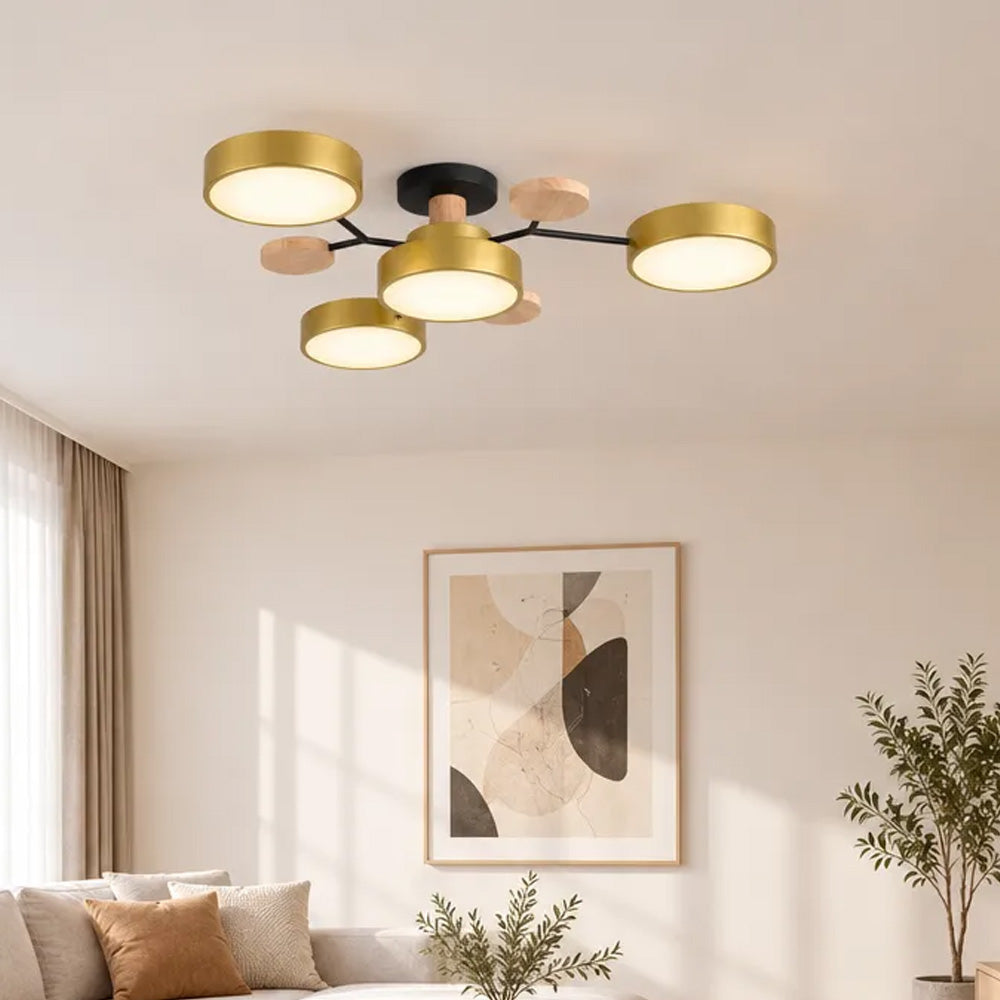 Nordic Wood Flush Mount Ceiling Light for Bedroom