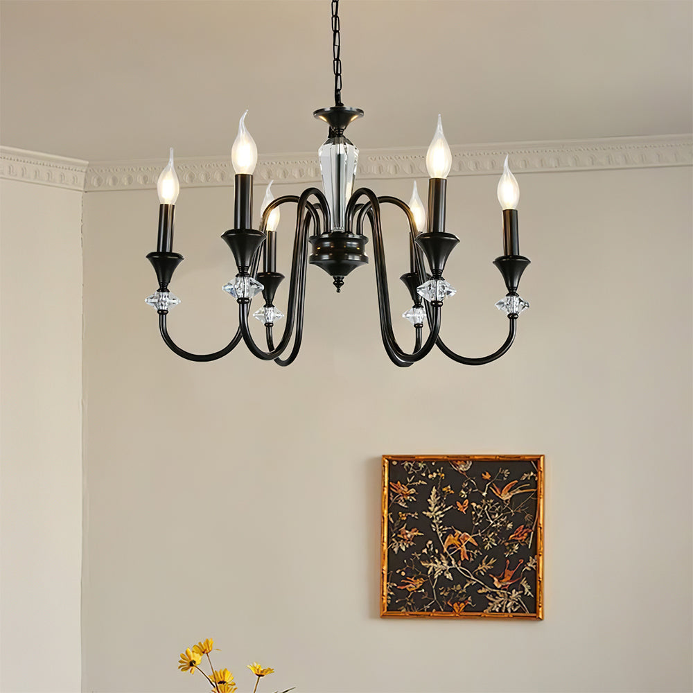 Living Room Black Chandelier with Adjustable Chain