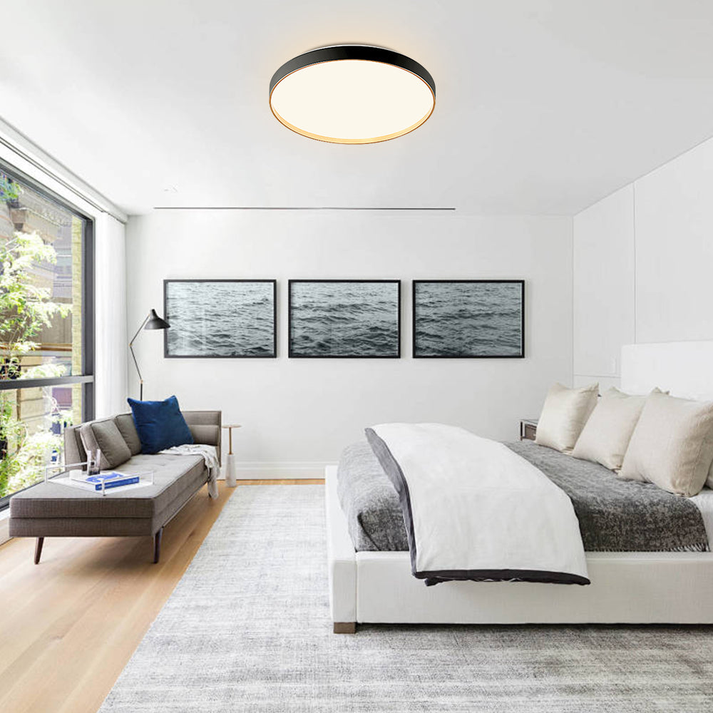 Black Round Flush Ceiling Light For Living Room