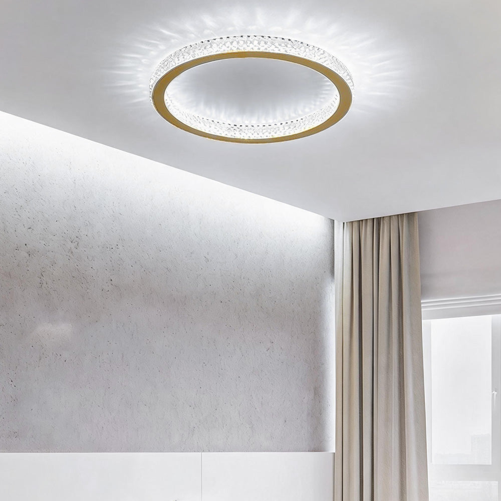 Modern Luxury Black Crystal Ring LED Halo Bedroom Ceiling Light