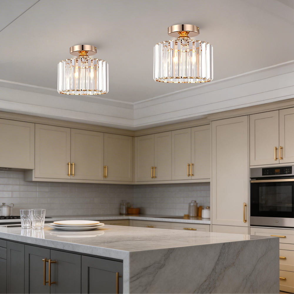 Set of 2 Crystal Ceiling Light for Hallway Living Room