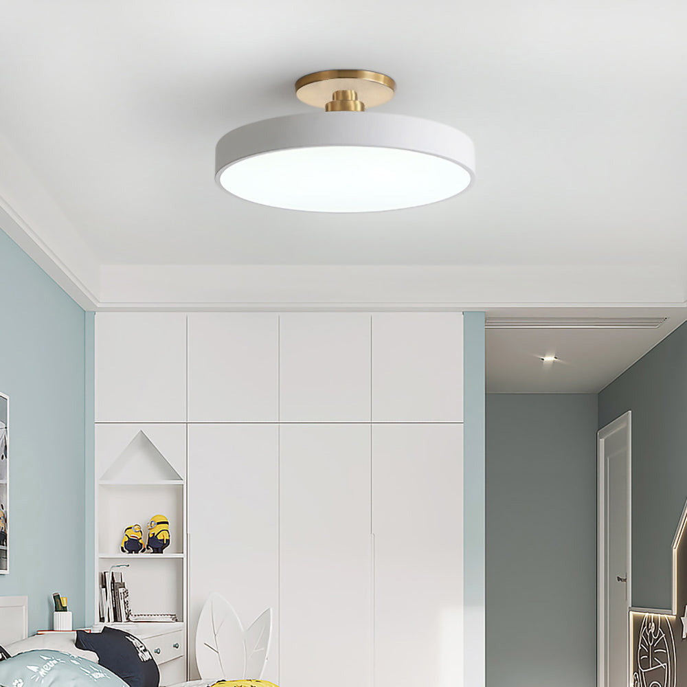 Modern Concise Circular LED Semi Flush Mount Ceiling Lights for Bedroom