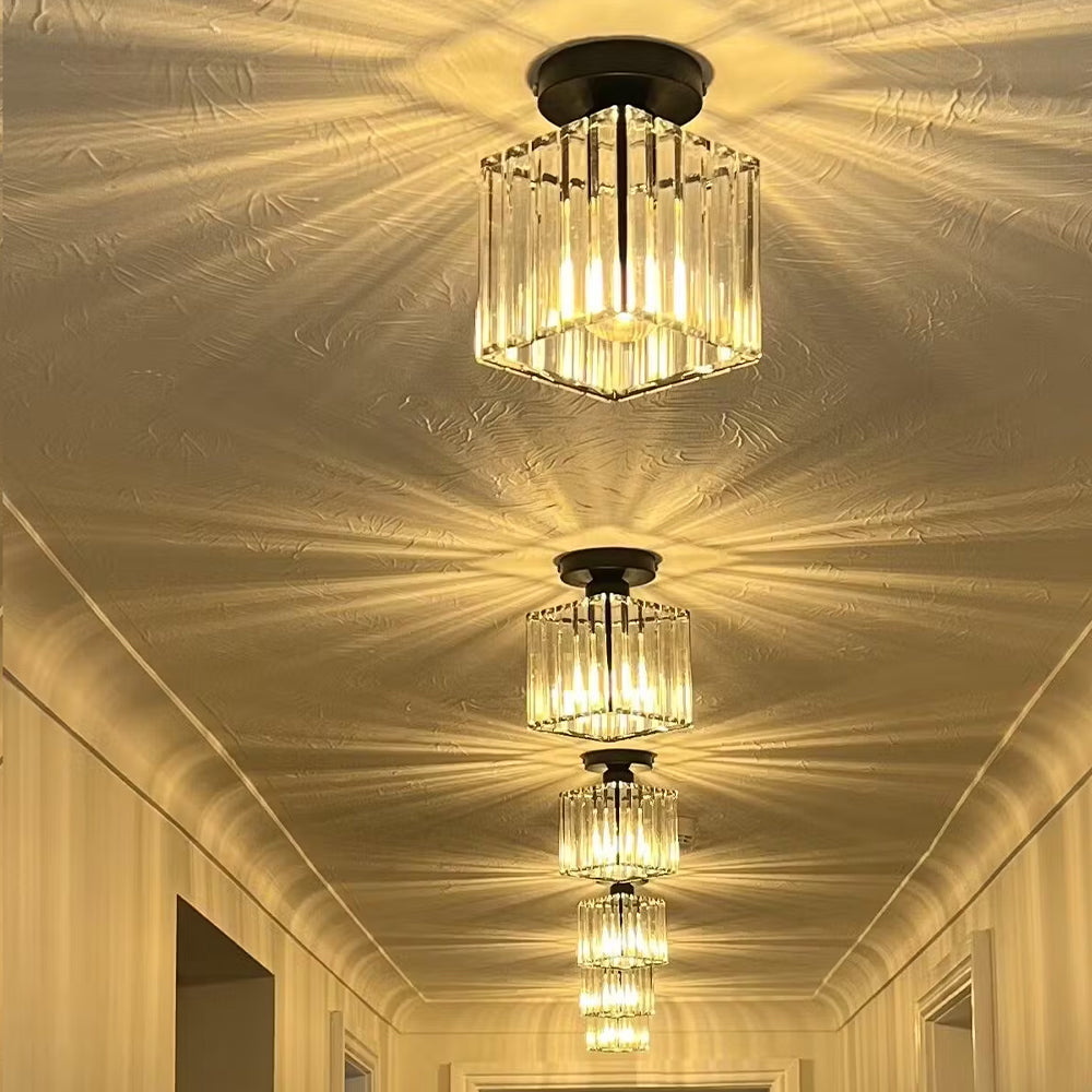 Mini Crystal Ceiling Light, black, E27, 13cm