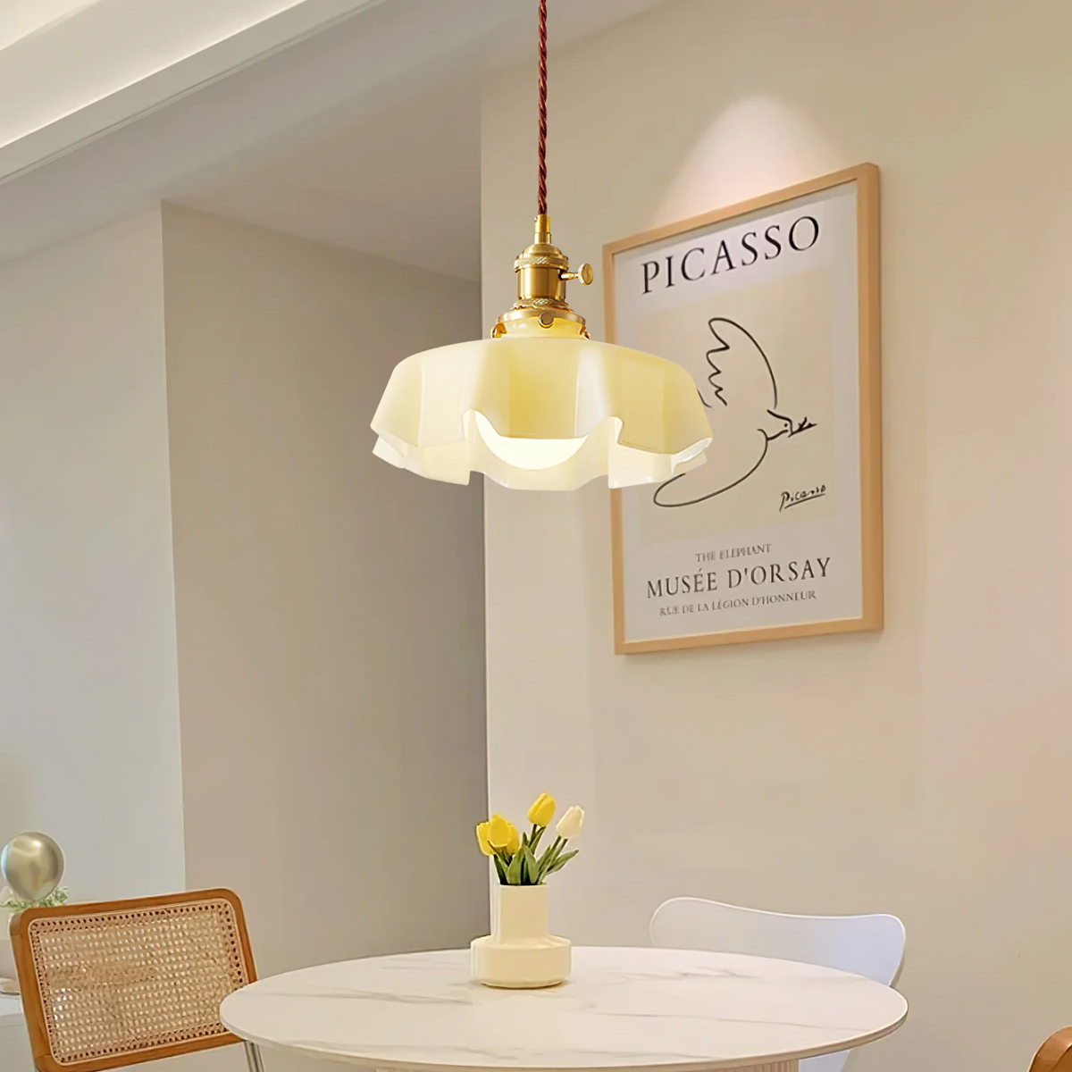 Modern Romantic Glass Ribbon Edge Pendant Light