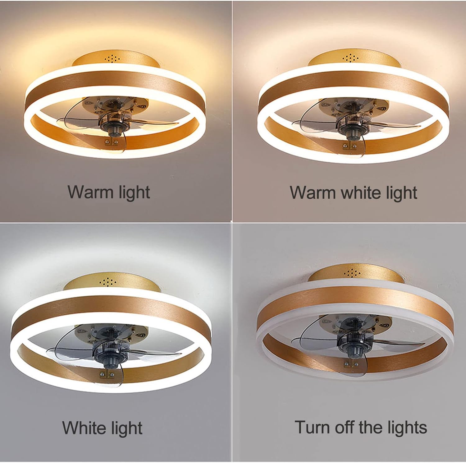 Simple Round Bedroom Ceiling Fan With LED Light