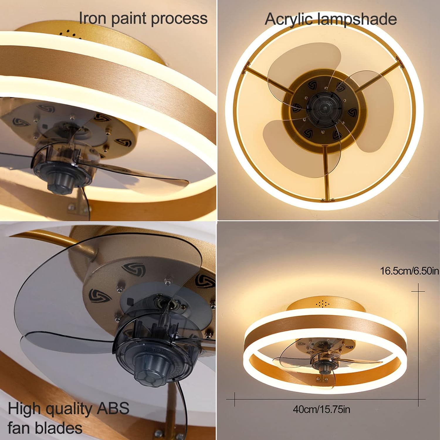Simple Round Bedroom Ceiling Fan With LED Light
