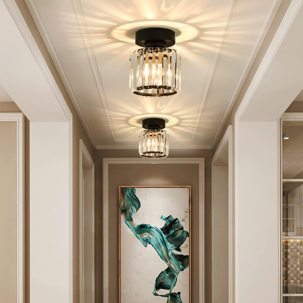 Hallway Crystal Circle Flush Mount Ceiling Light