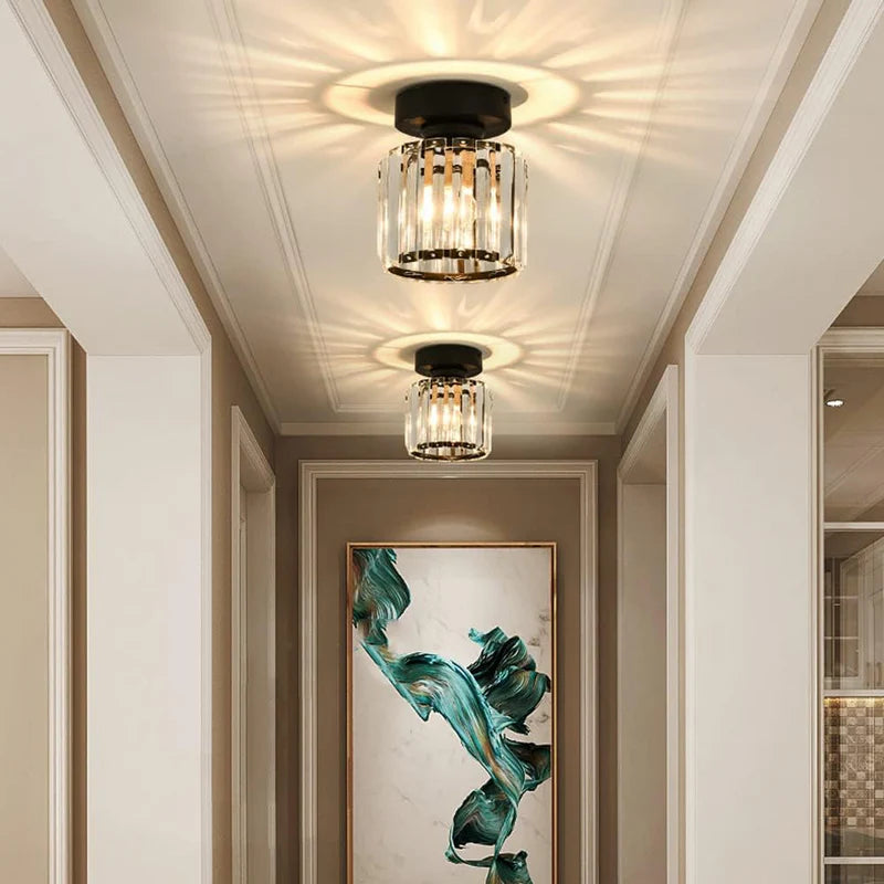 Set of 2 Crystal Hallway Semi Flush Mount Ceiling Light