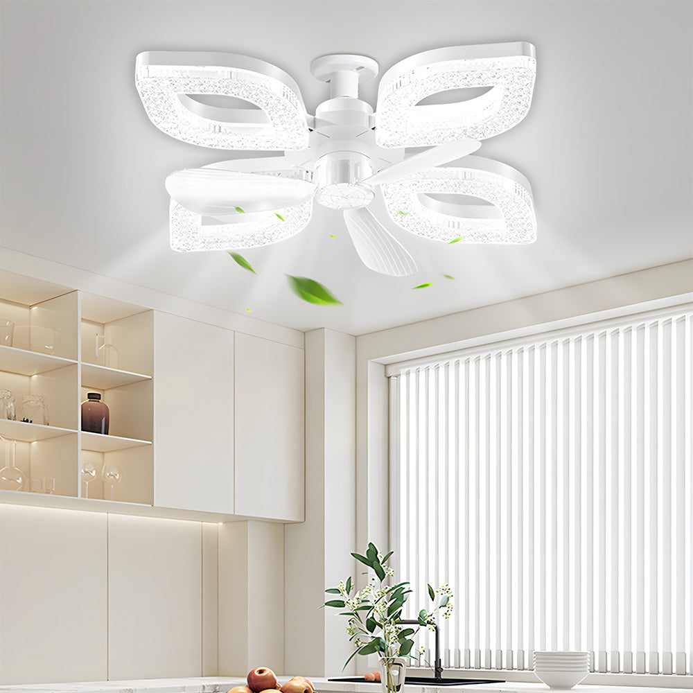 Modern Flush Silent Ceiling Fan with Light for Bedroom Living Room