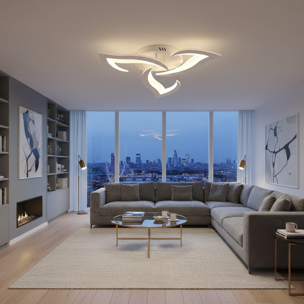 Contemporary Flower Shape Iron LED Ceiling Light For Living Room