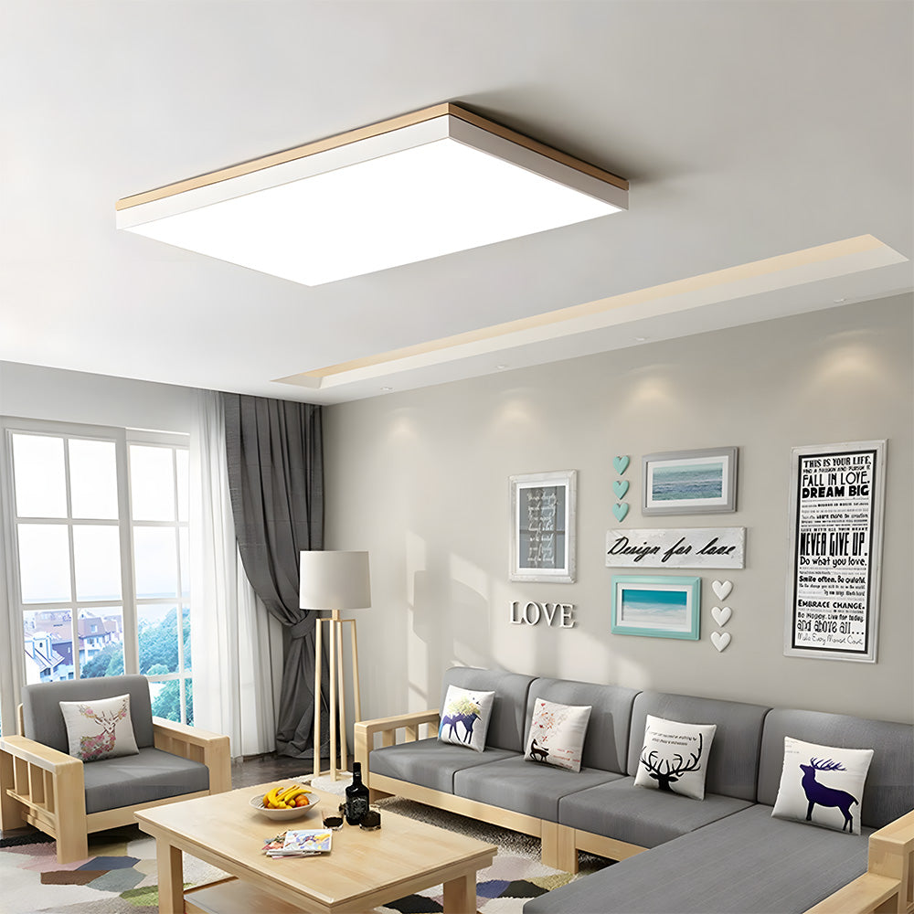 Modern Wooden Dimmable Flush Mount LED Ceiling Lights for Living Room Hallway