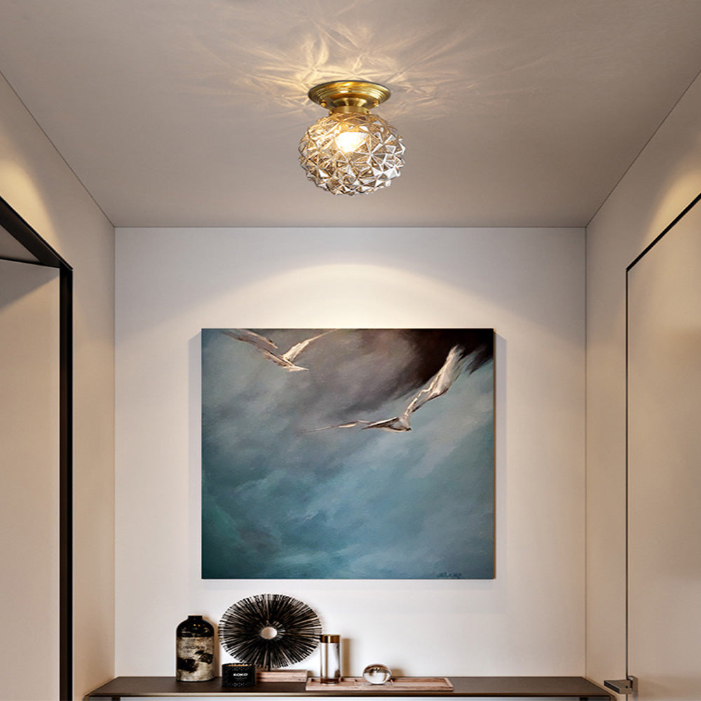 Contemporary Clear Glass Hallway Ceiling Light
