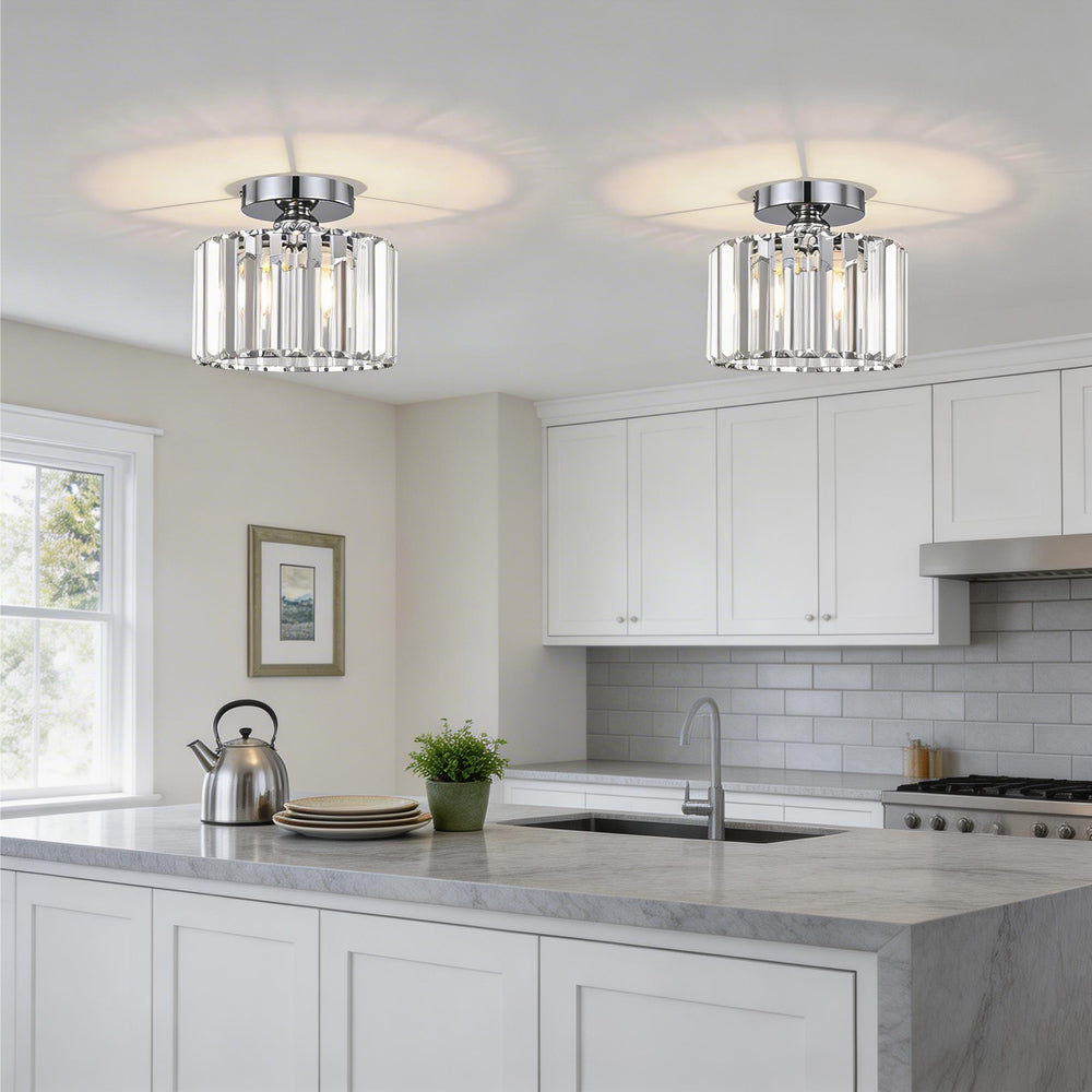 Set of 2 Crystal Ceiling Light for Hallway Living Room