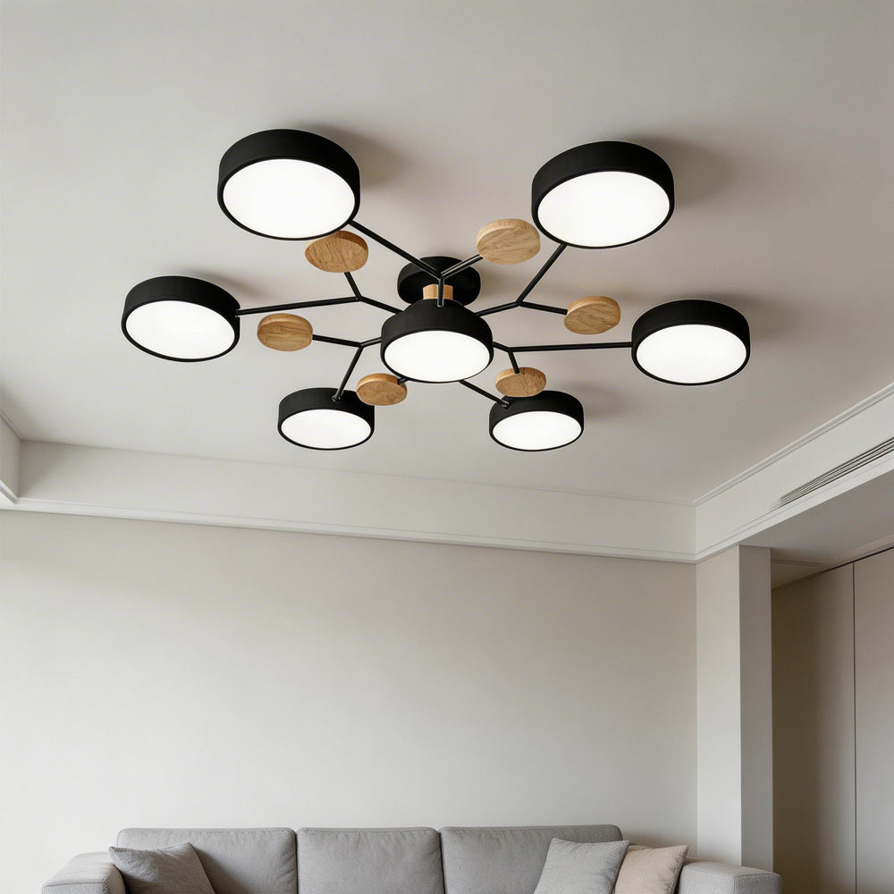 Contemporary Modern Round Black Semi Flush Ceiling Lights