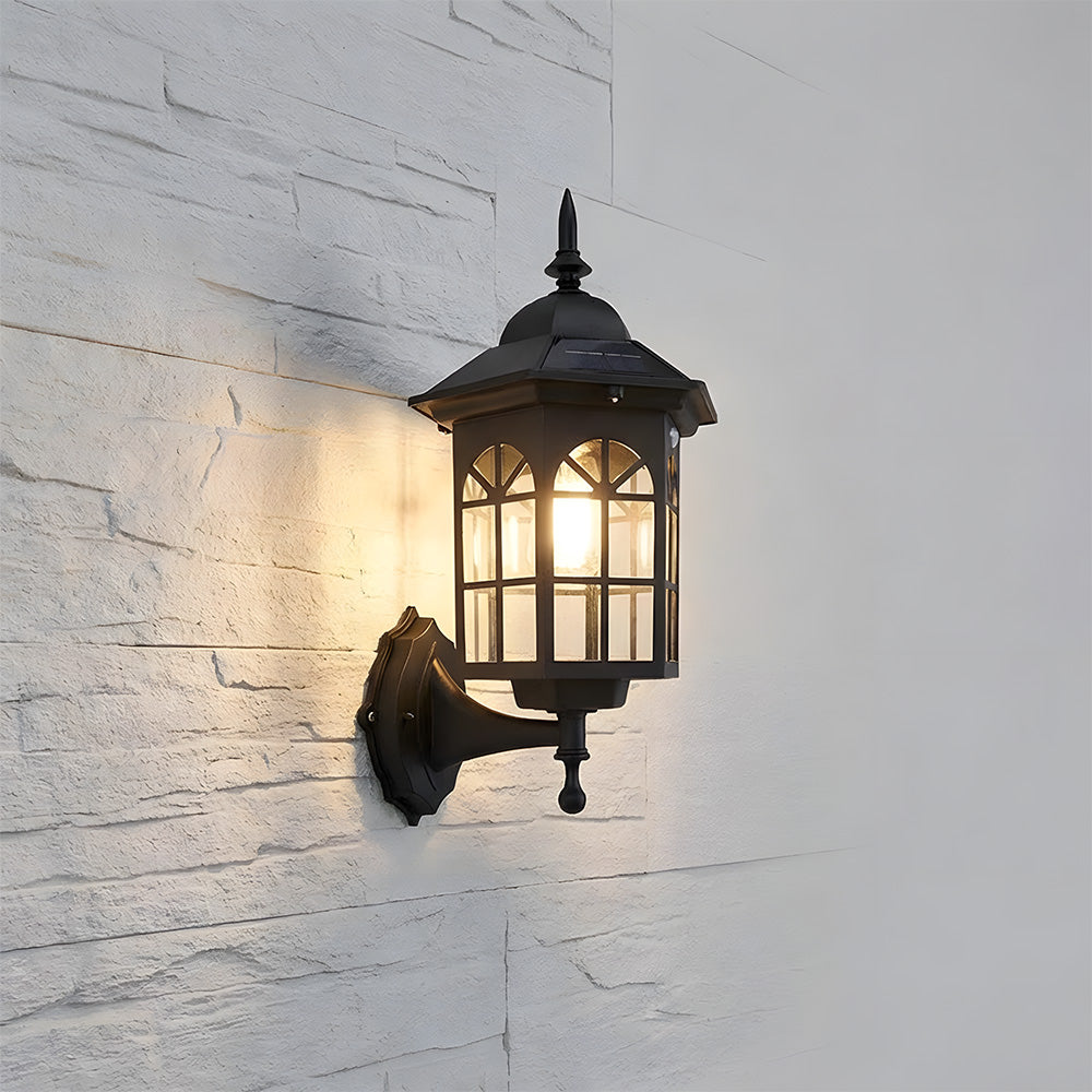 IP44 External Solar Wall Lights, 3 Mode Sensor Solar Wall Lamp for Patio Fence Garden Decor