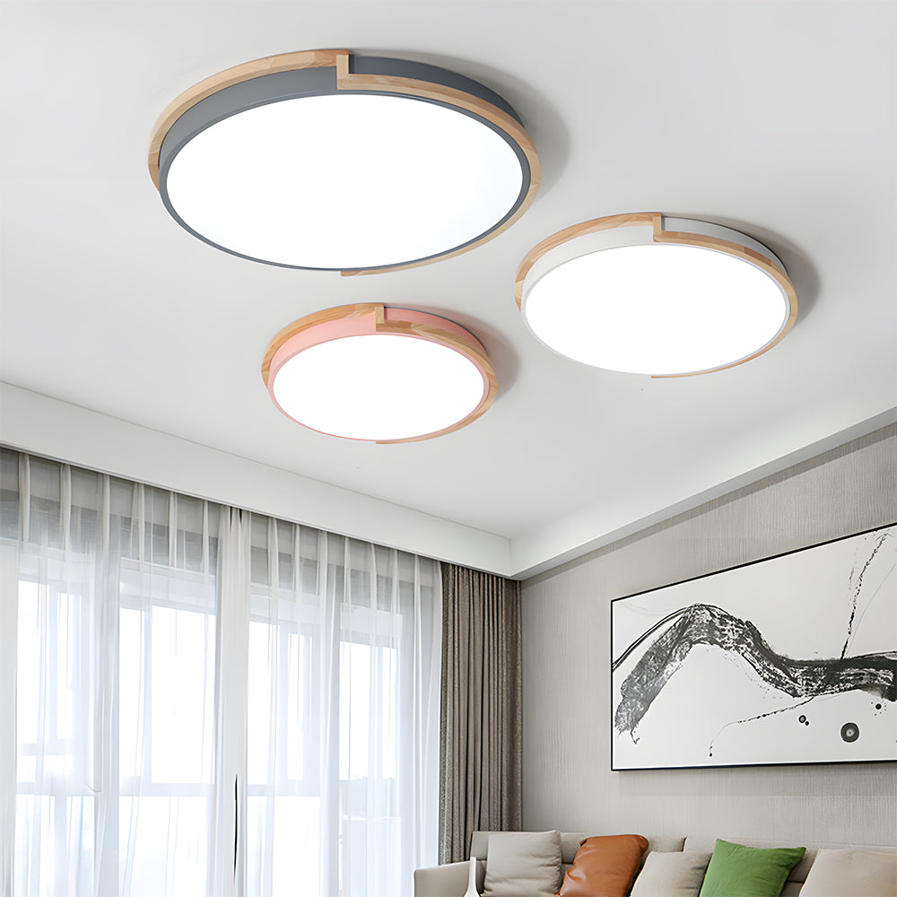 Contemporary Wood LED Flush Ceiling Lights For Bedroom