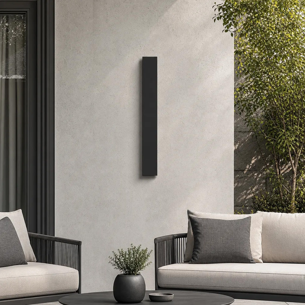 Modern Minimalist Black LED Linear Outdoor Wall Lamp