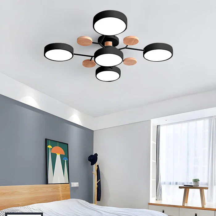Contemporary Modern Round Black Semi Flush Ceiling Lights