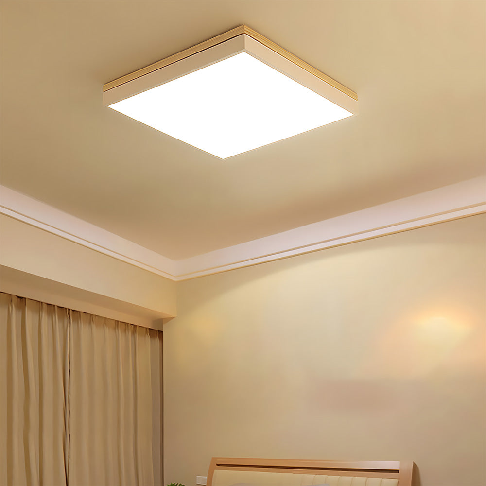 Modern Wooden Dimmable Flush Mount LED Ceiling Lights for Living Room Hallway