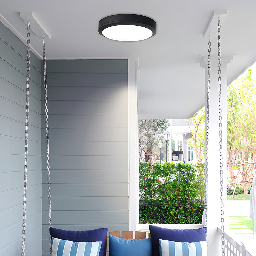 Outdoor Close to Ceiling LED Ceiling Lamp Waterproof in Black