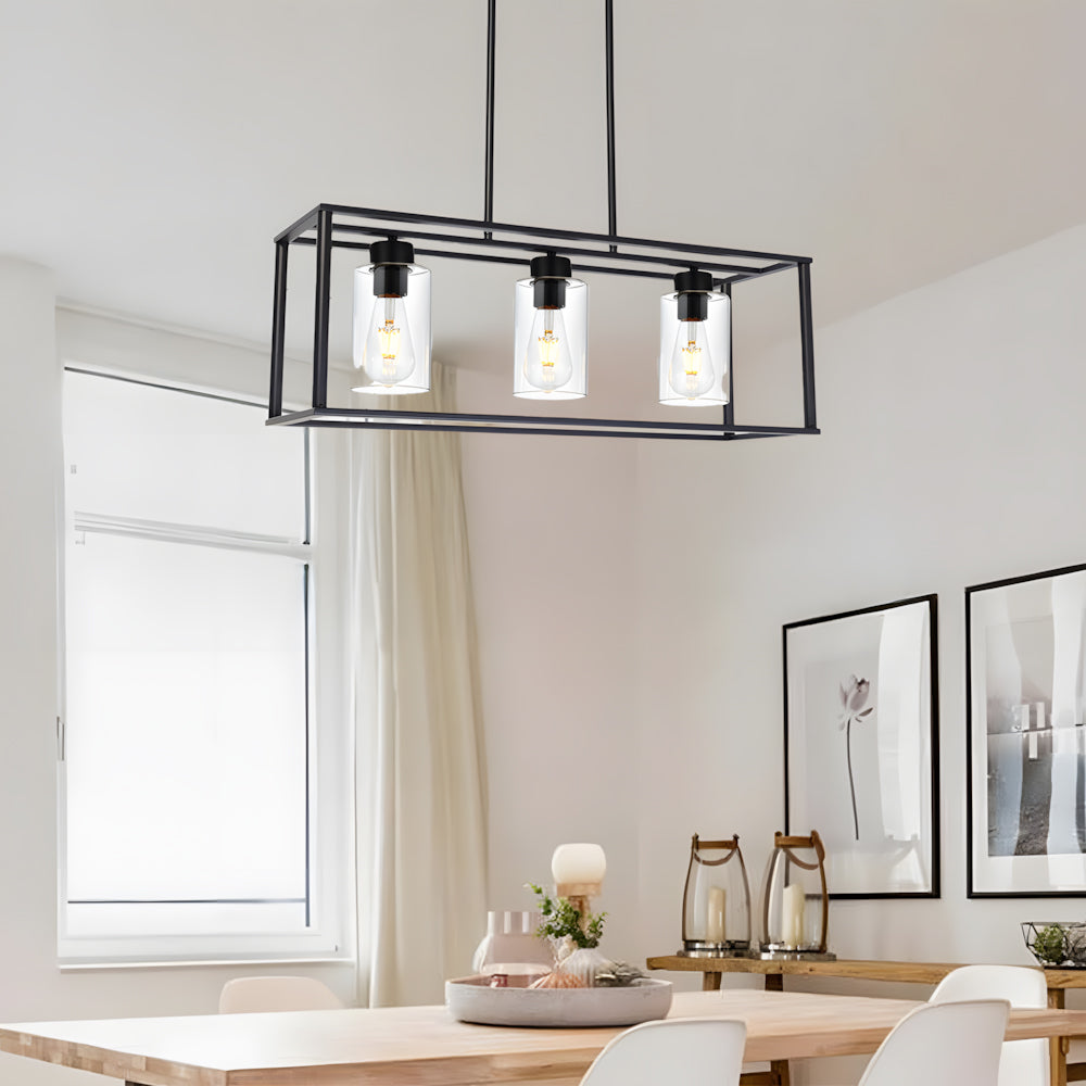 Farmhouse Chandeliers for Kitchen Island with Clear Glass Shade