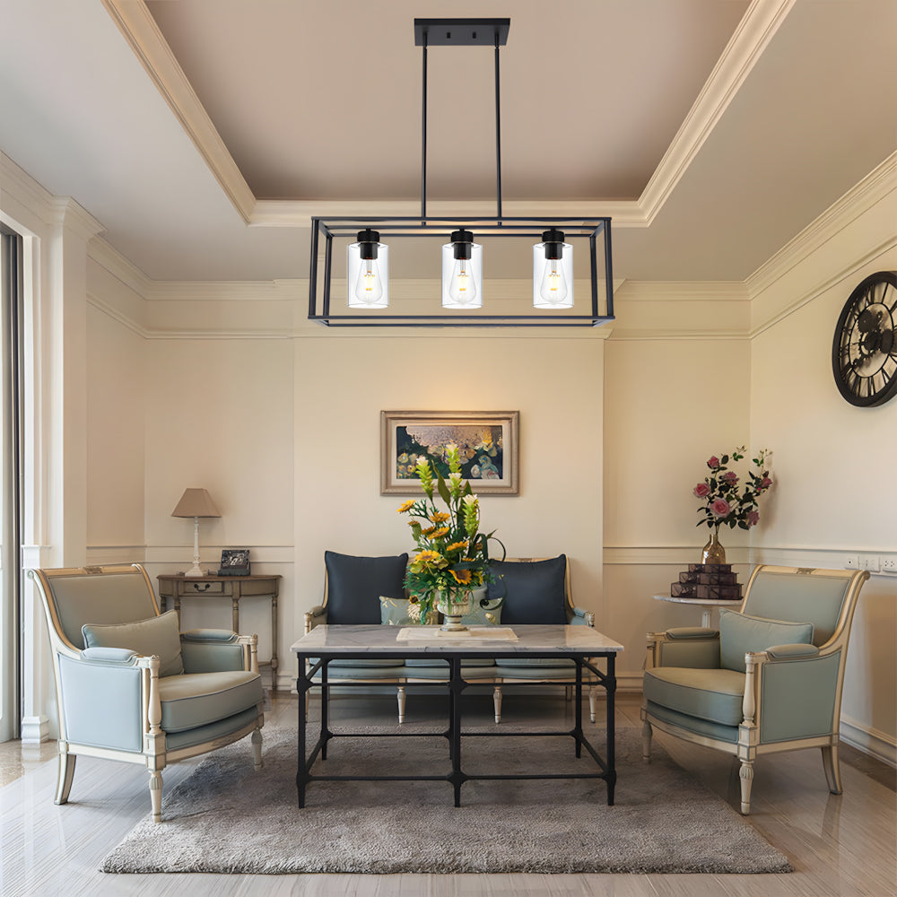 Farmhouse Chandeliers for Kitchen Island with Clear Glass Shade