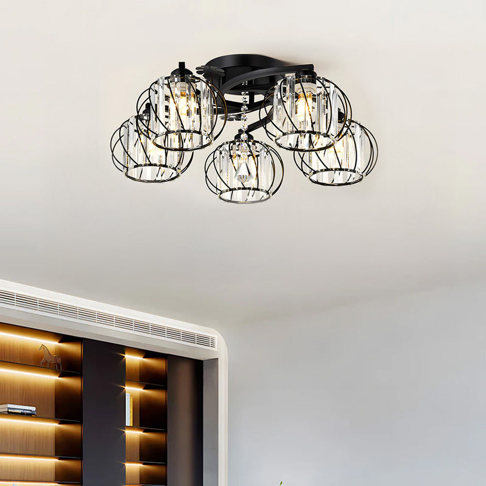 Crystal Black Semi Flush Ceiling Lights For Living Room