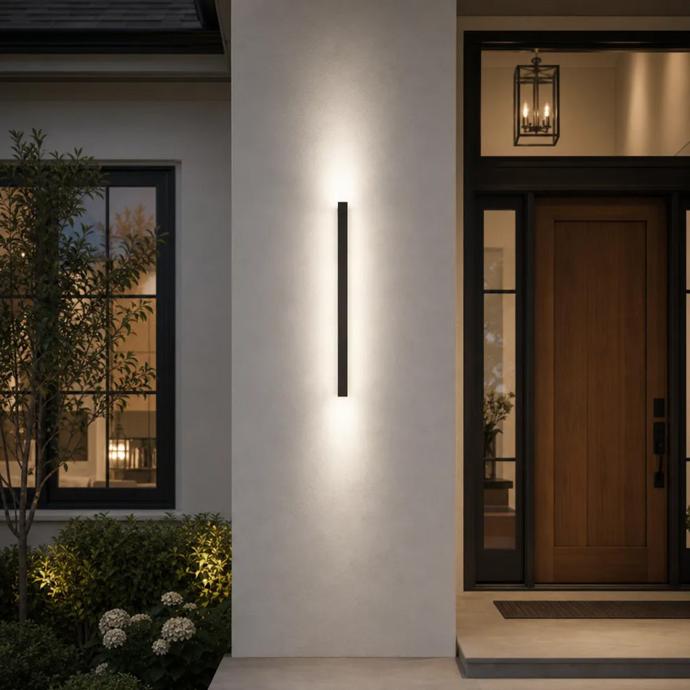 Modern Minimalist Black LED Linear Outdoor Wall Lamp