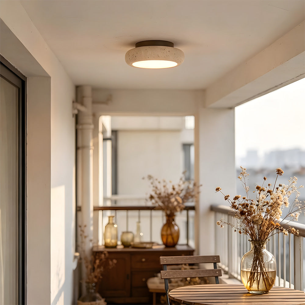 Wabi-Sabi Travertine Semi Flush Ceiling Lights For Hallway