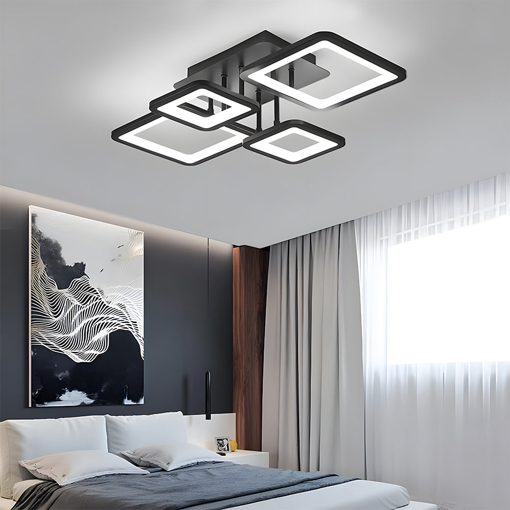 Modern LED Ceiling Light, Black Acrylic Ceiling Lamp for Living Room