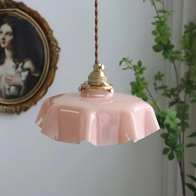 Modern Romantic Glass Ribbon Edge Pendant Light