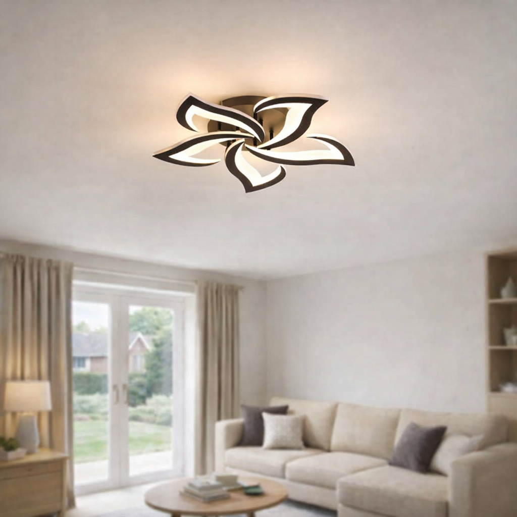 Contemporary Flower Shape Iron LED Ceiling Light For Living Room