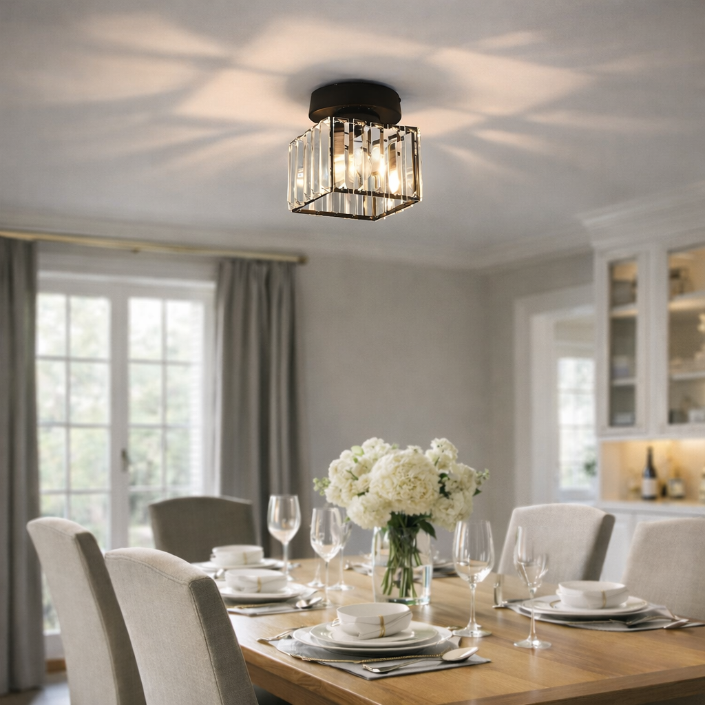 Modern Simplicity Clear Striped Glass Shade Ceiling Light