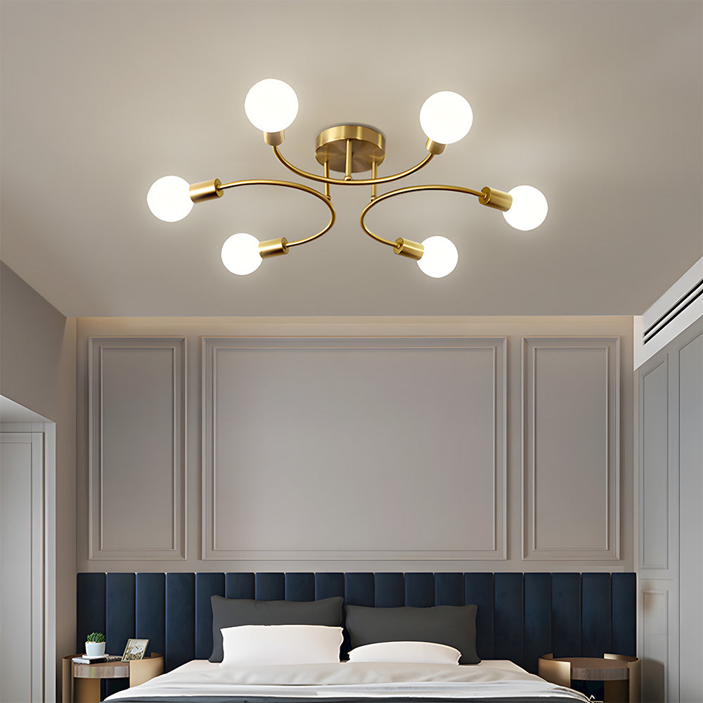 Creative Multi-Bulb Golden Bedroom Ceiling Light