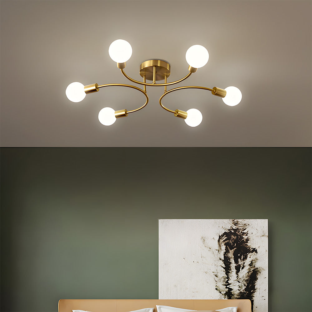 Creative Multi-Bulb Golden Bedroom Ceiling Light