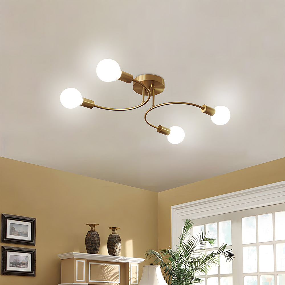 Creative Multi-Bulb Golden Bedroom Ceiling Light