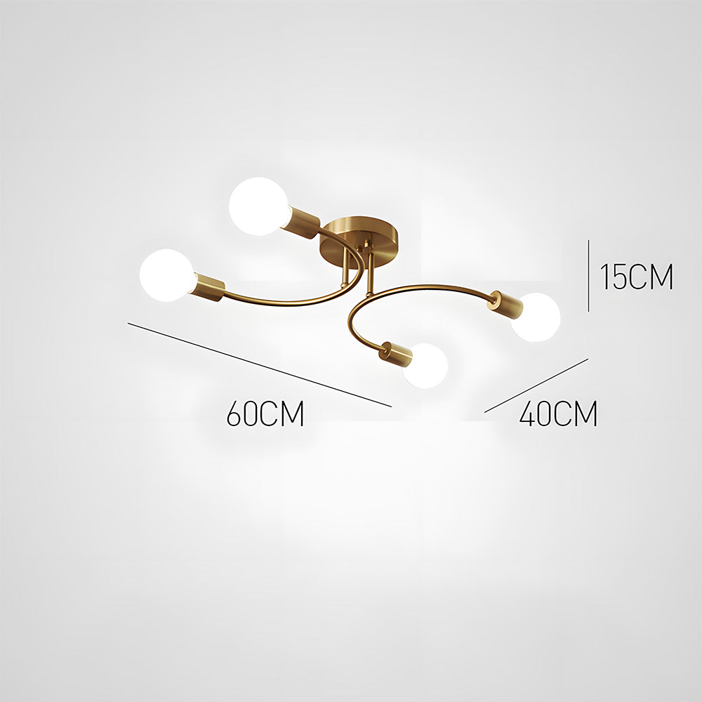 Creative Multi-Bulb Golden Bedroom Ceiling Light