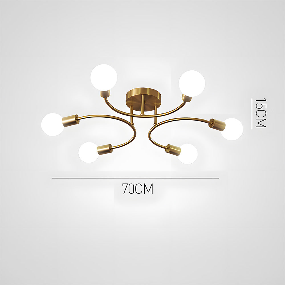 Creative Multi-Bulb Golden Bedroom Ceiling Light