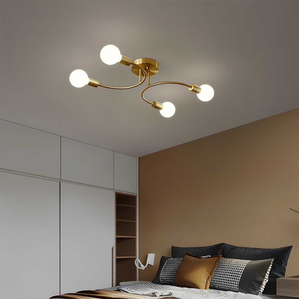 Creative Multi-Bulb Golden Bedroom Ceiling Light