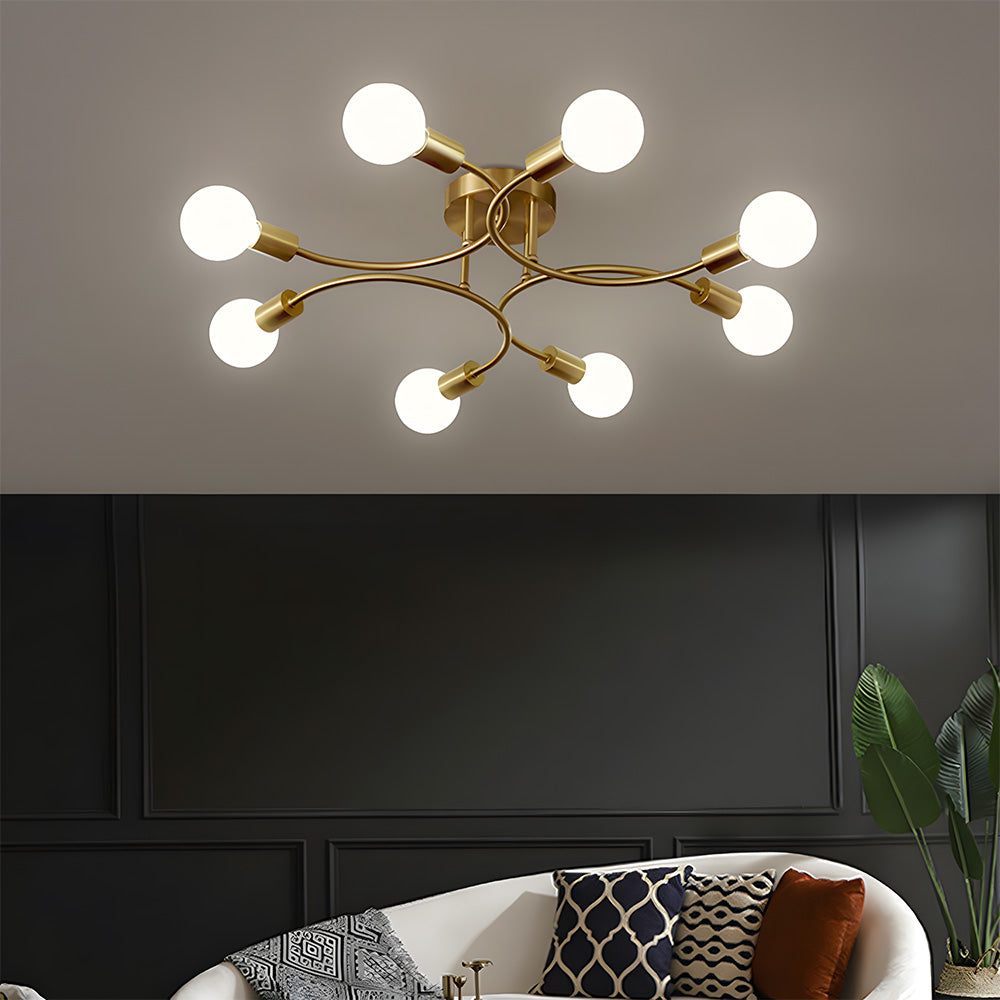 Creative Multi-Bulb Golden Bedroom Ceiling Light