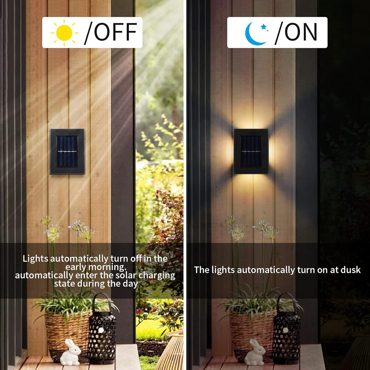 Modern Solar Black Up Down Outdoor Wall Light Sconce IP55