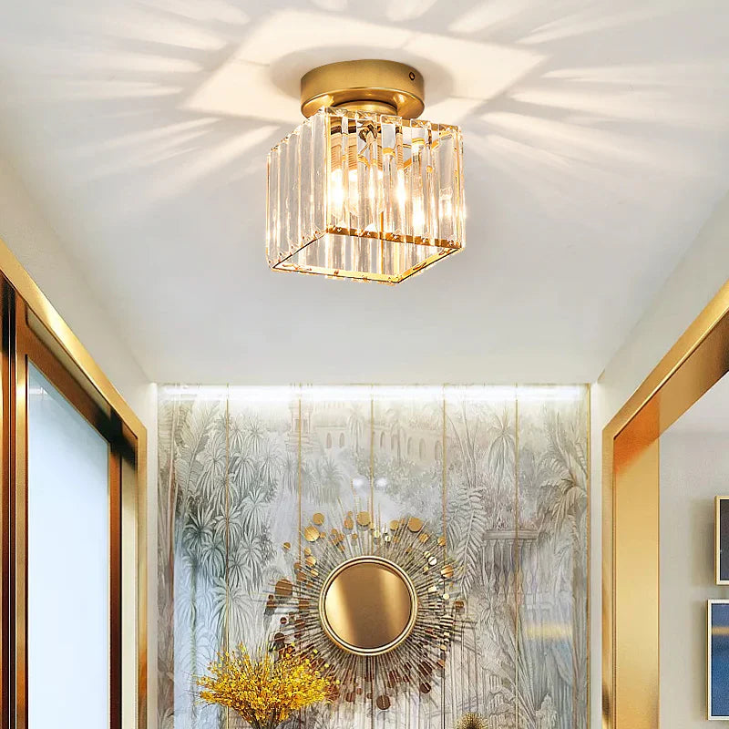 Set of 2 Crystal Hallway Semi Flush Mount Ceiling Light