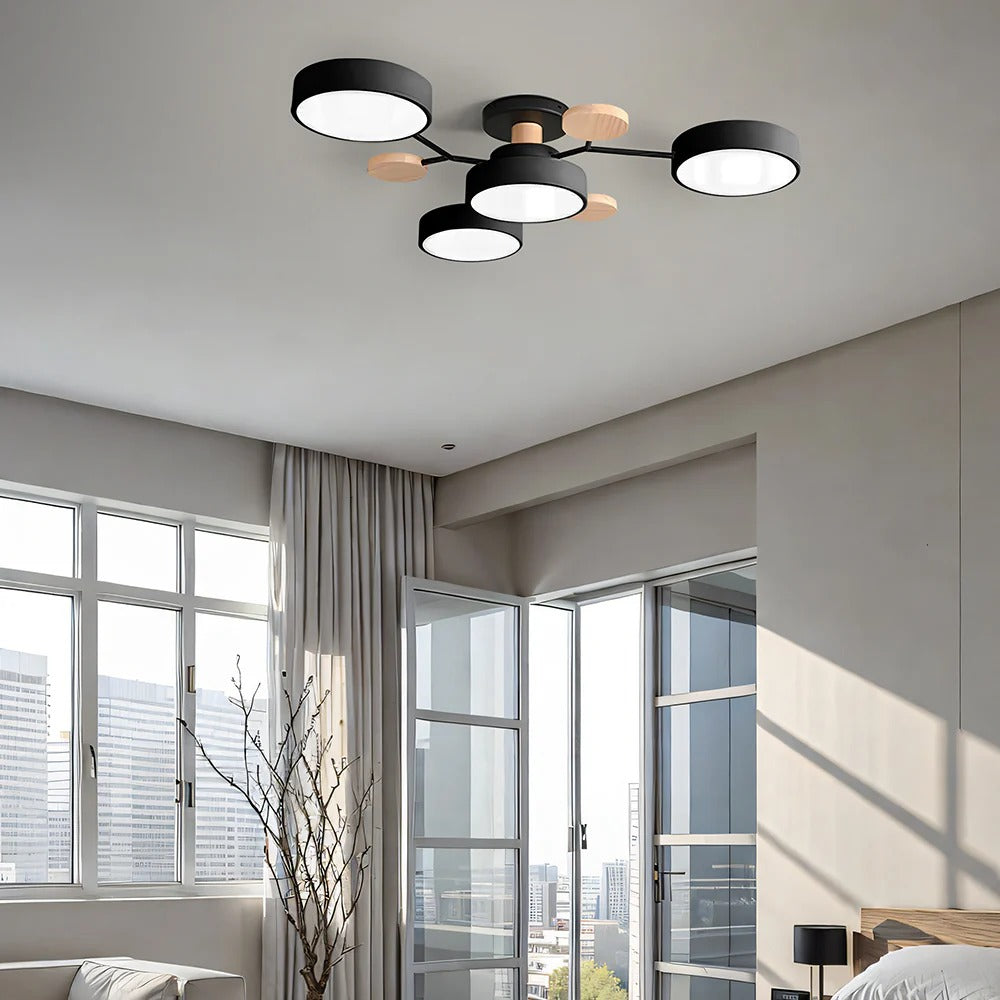 Contemporary Modern Round Black Semi Flush Ceiling Lights