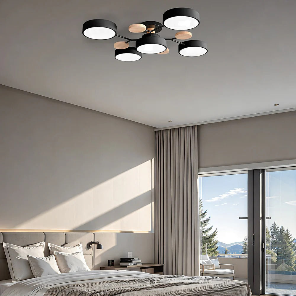 Contemporary Modern Round Black Semi Flush Ceiling Lights