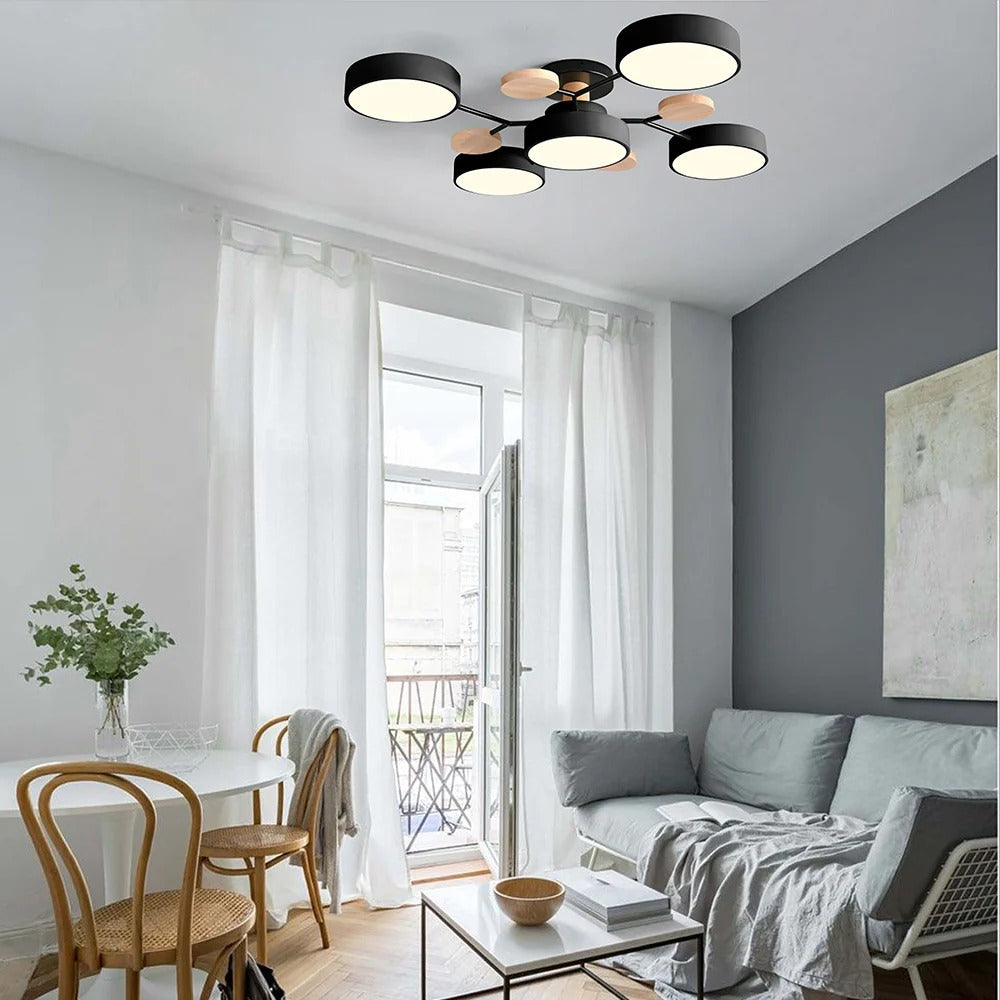 Contemporary Modern Round Black Semi Flush Ceiling Lights
