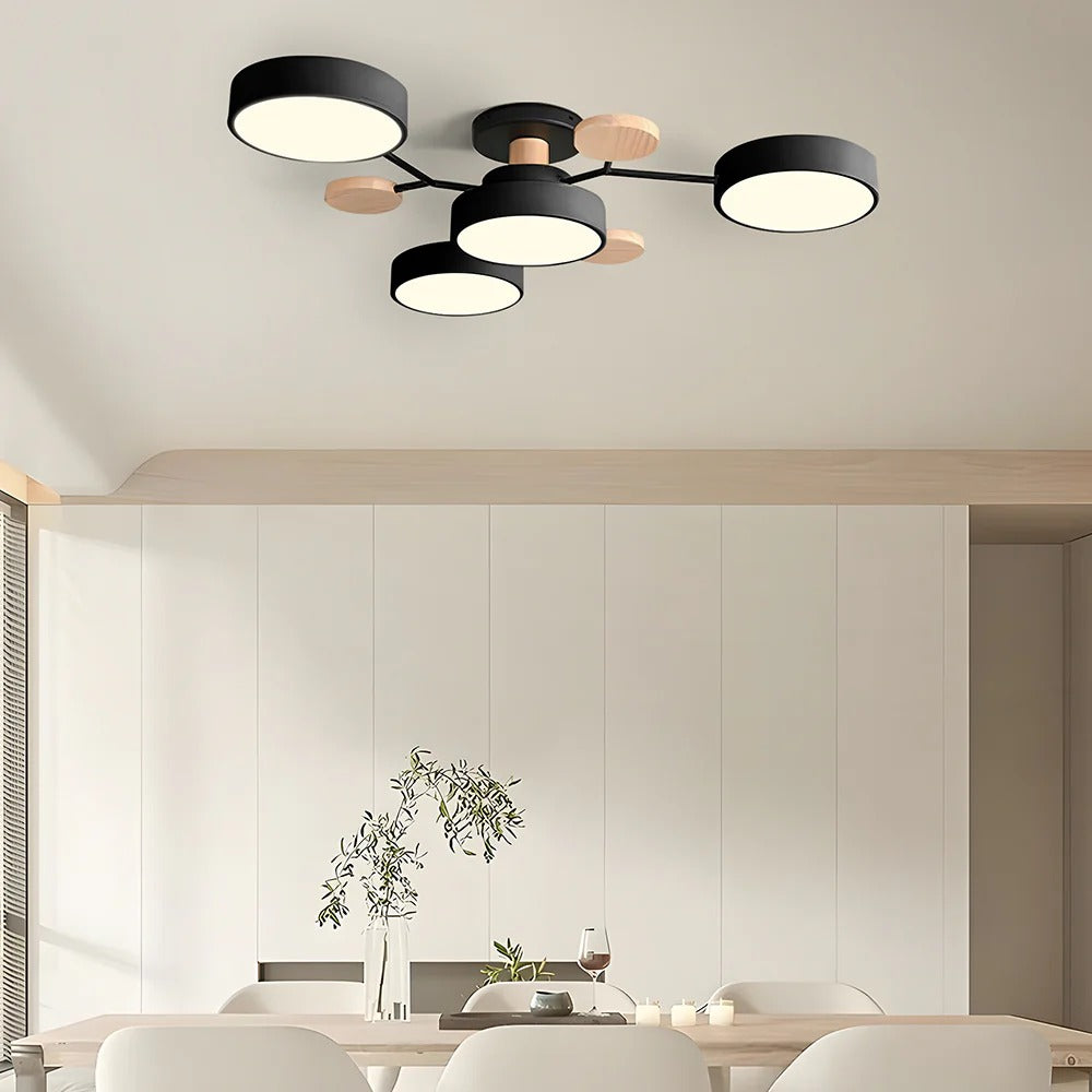 Contemporary Modern Round Black Semi Flush Ceiling Lights