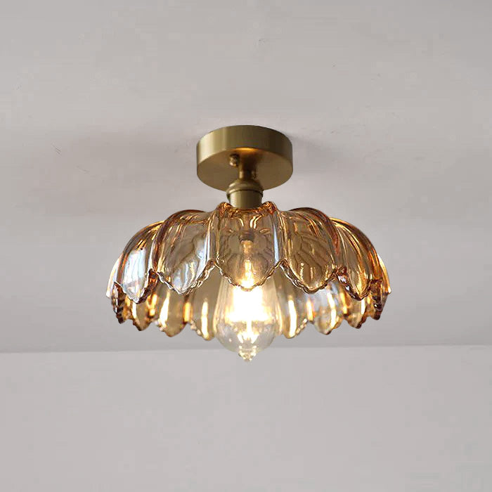 Minimalist Green Glass Semi-Flush Ceiling Light