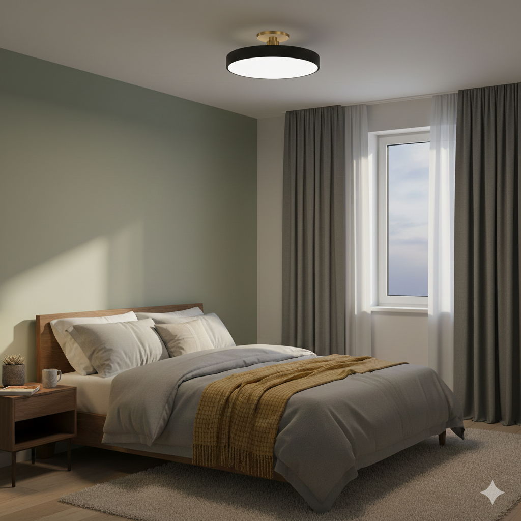 Modern Concise Circular LED Semi Flush Mount Ceiling Lights for Bedroom