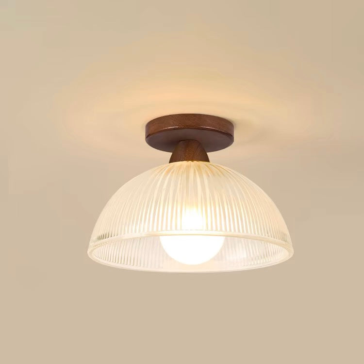 Modern Solid Wood Glass Ceiling Lamp