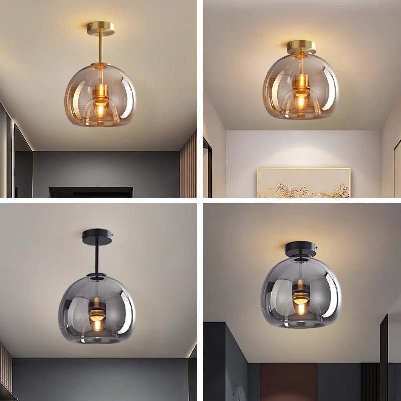 Set of 2 Modern Copper Glass Hallway Ceiling Light